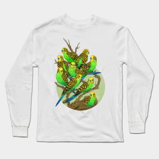 Green and Gold Budgies Long Sleeve T-Shirt